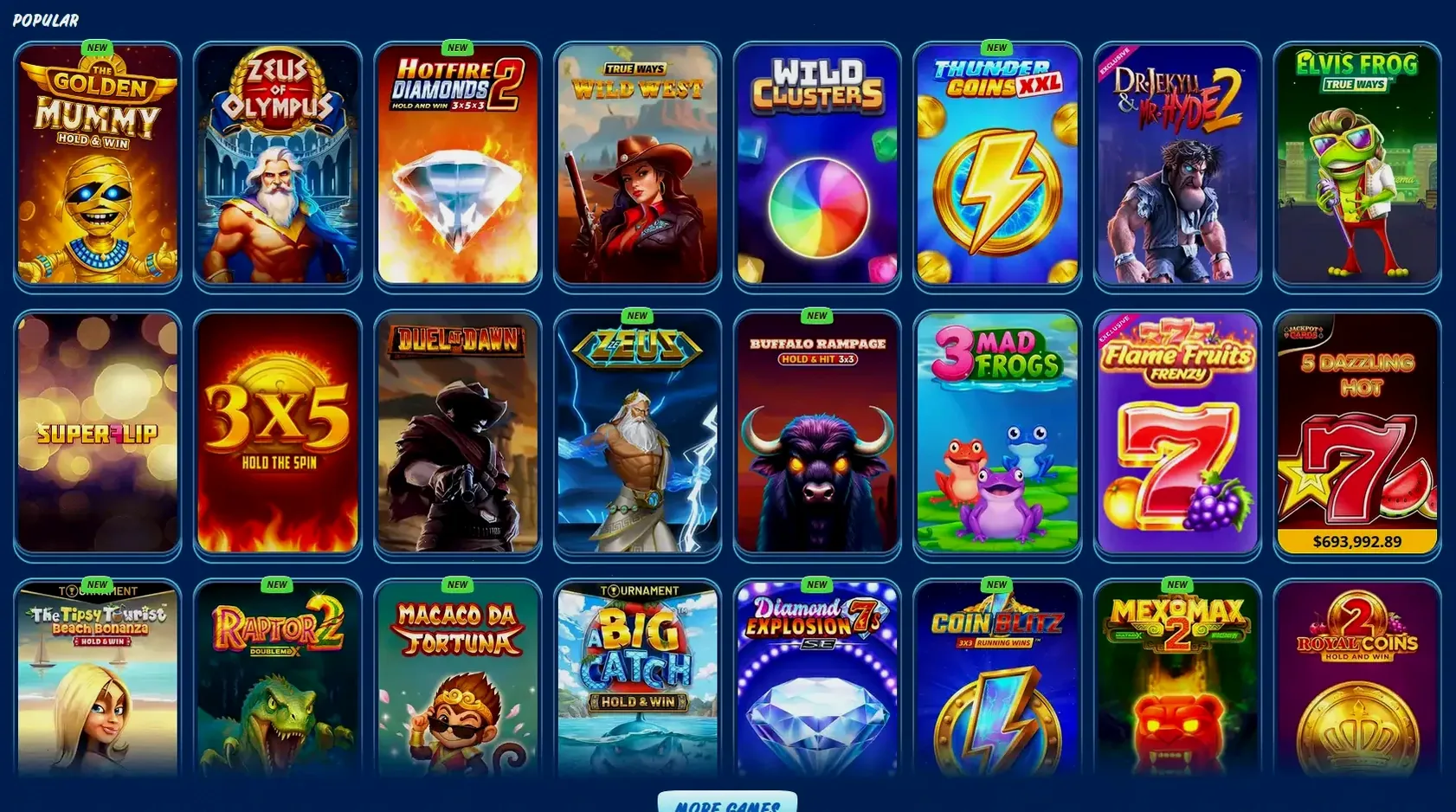 Fairspin Mobile App Spielübersicht